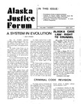 Alaska Justice Forum ; Vol. 1, No. 1 (May 1977) by John E. Havelock, Peter Smith Ring, and N/A UAA Criminal Justice Center