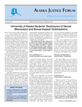 University of Alaska Students’ Disclosures of Sexual Misconduct and Sexual Assault Victimizations by Brad A. Myrstol and Lindsey Blumenstein