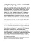 Using Facebook Advertising as a Recruitment Tool for an mHealth Alcohol Intervention Clinical Trial -Abstract Only by Robyn N. Mertz, Alexandra E. Edwards, Diane K. King, and Patrick L. Dulin
