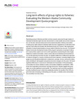 Long-term effects of group rights to fisheries: Evaluating the Western Alaska Community Development Quota program by Matthew Berman