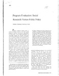 Program Evaluation: Social Research Versus Public Policy by Thomas Morehouse