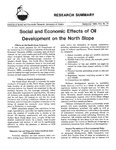 Social and Economic Effects of Oil Development on the North Slope by John A. Kruse