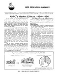 AHFC's Market Effects, 1980-1986 by Matthew D. Berman