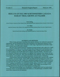 Results of the 1989 Northwestern Canada Barley Trial Grown at Palmer by S.M. Dofing, S.A. Blake, and R.I. Wolfe